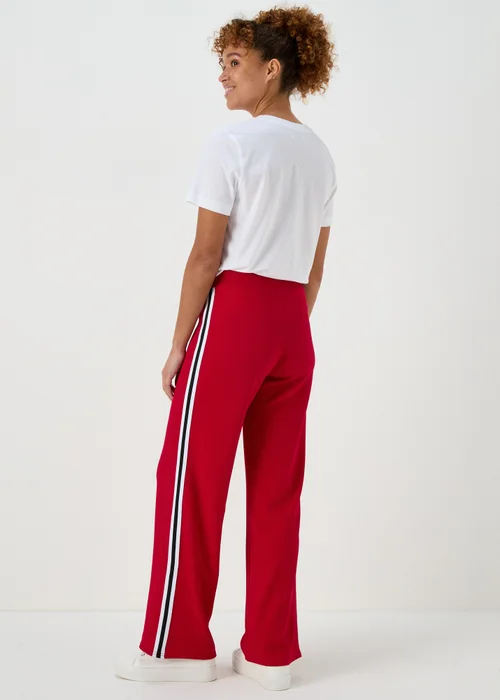 Red Texture Side Stripe Wide Leg Trousers - 8 Image 2