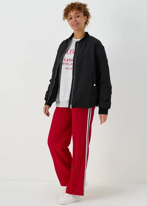 Red Texture Side Stripe Wide Leg Trousers - 8 Image 4