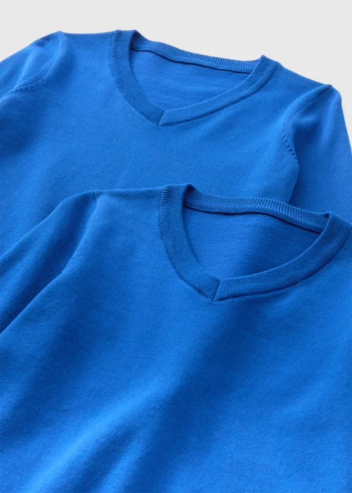 Boys 2 Pack Royal Blue V Neck Knit School Jumper (3-13yrs) - Age 4 Years Image 2