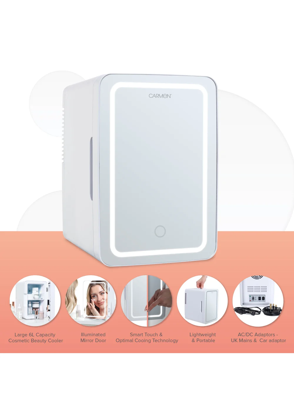 Carmen Cosmetic Beauty Cooler with Illuminated Mirror - One Size Image 3