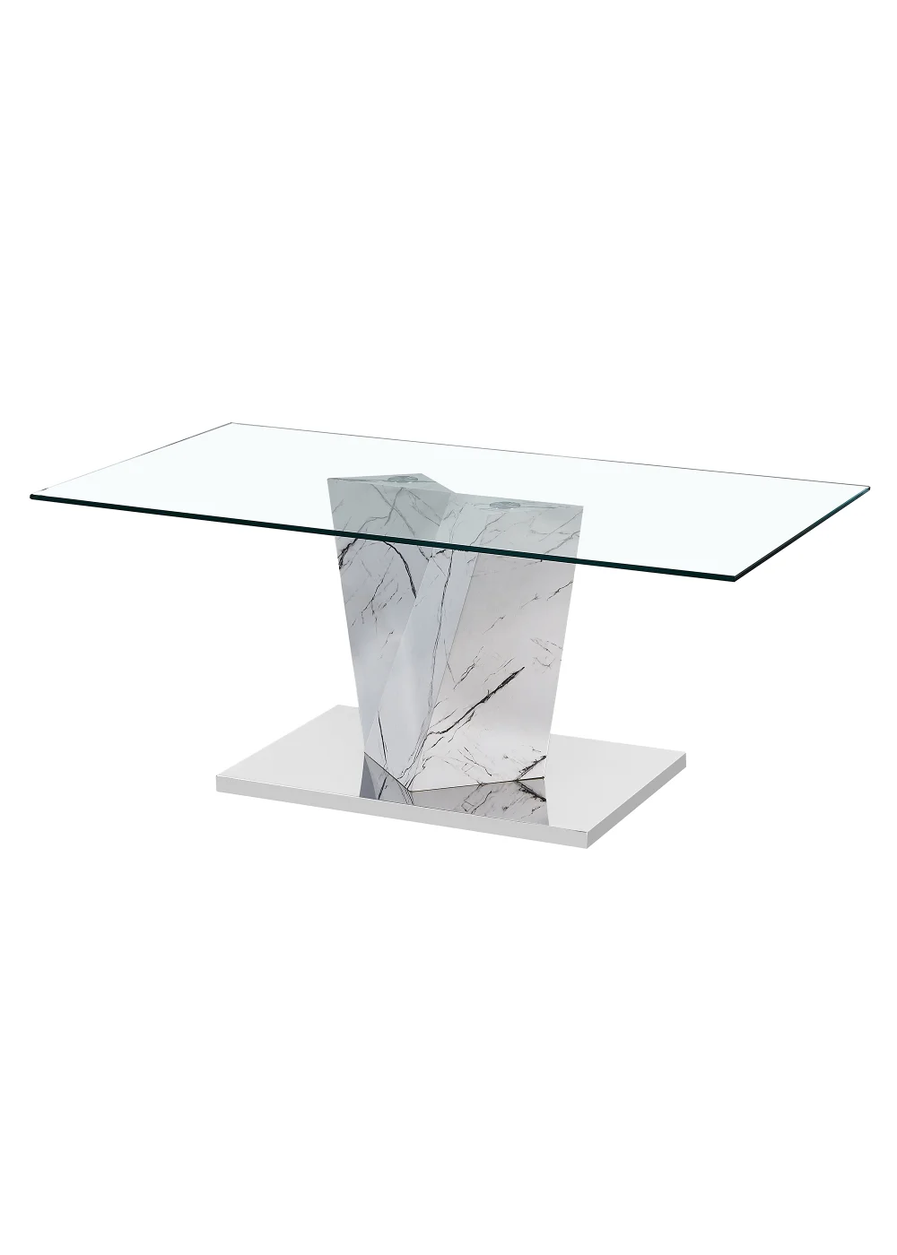 LPD Furniture Alpha Coffee Table Marble Effect Base (450x600x1100mm) - One Size Image 1