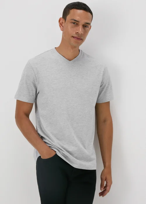 Grey Essential V-Neck T-Shirt - S Image 1