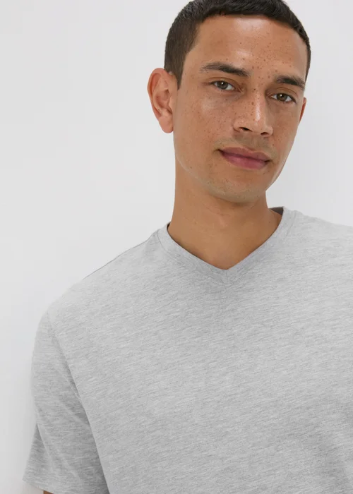 Grey Essential V-Neck T-Shirt - S Image 3
