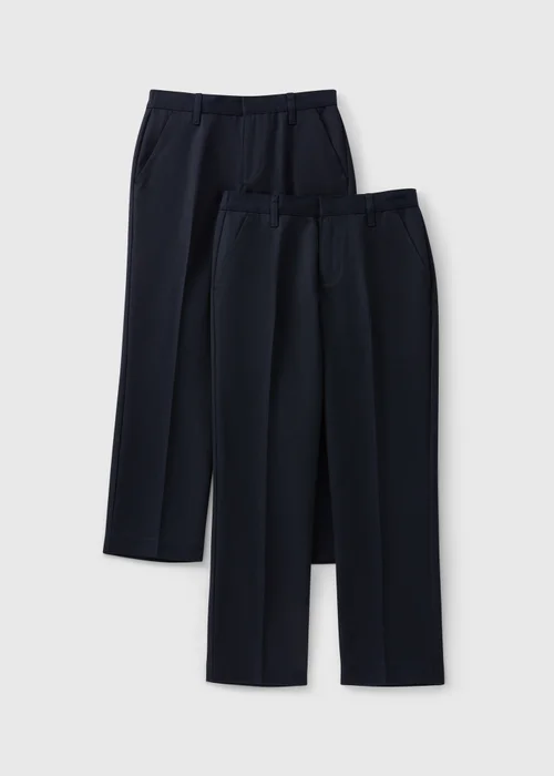 Boys 2 Pack Navy Slim Fit School Trousers (4-12yrs) - Age 4 Years Image 1