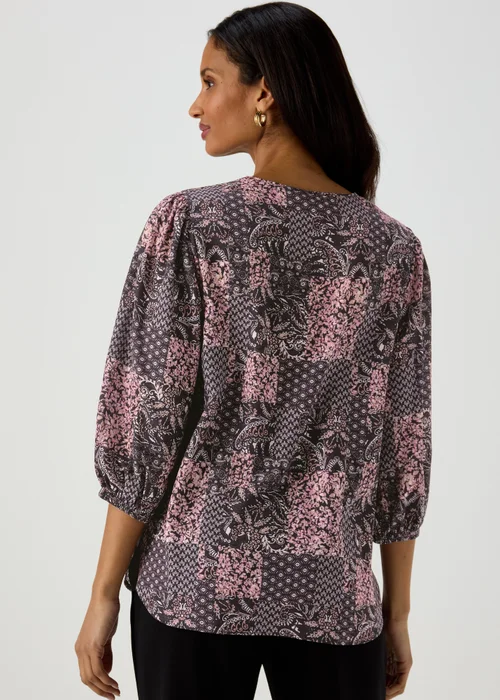 Black Scarf Print Bubble Box Top - Size 8 Image 2