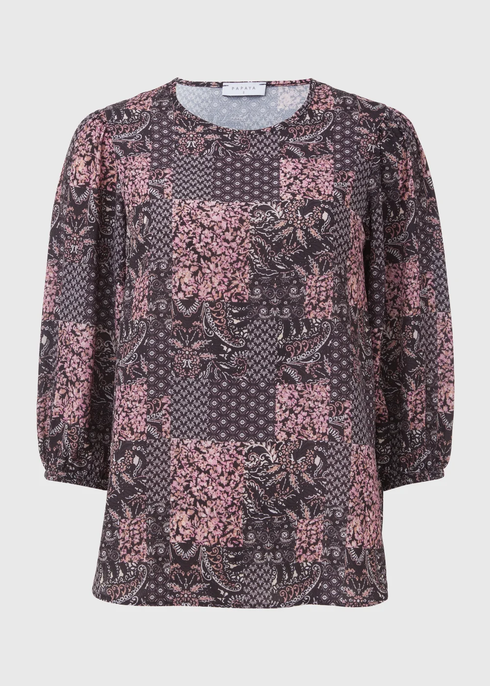 Black Scarf Print Bubble Box Top - Size 8 Image 5