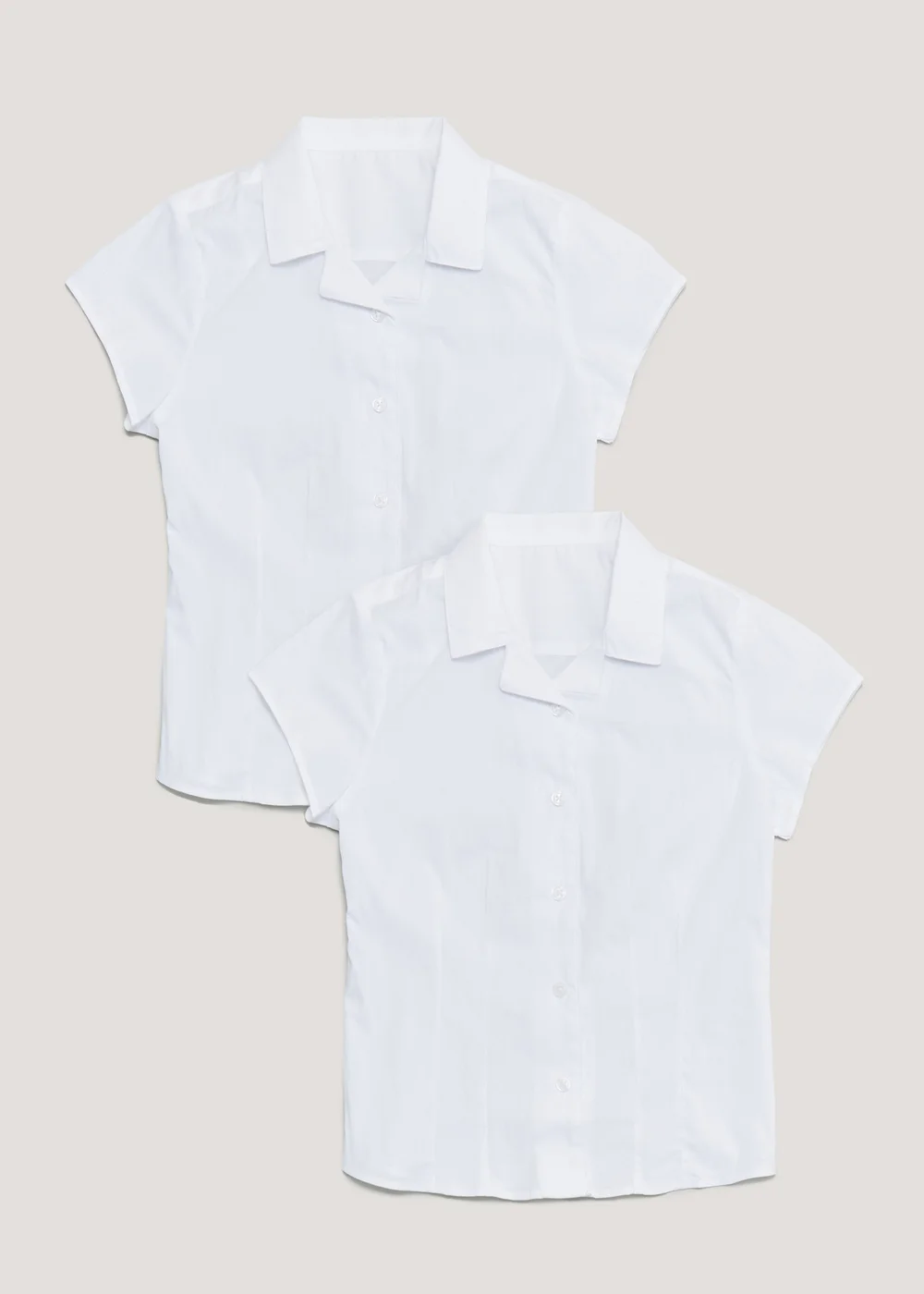 2 Pack Girls White Stretch School Blouses (8-16yrs) - 10 Yrs Image 1