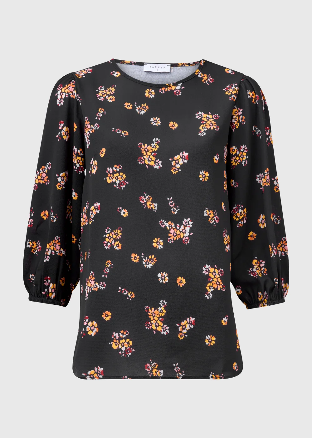 Black Floral Print Bubble Box Top - 8 Image 5