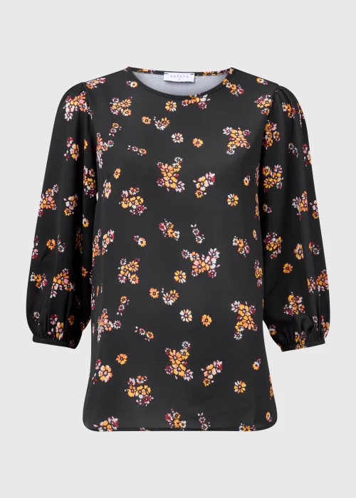Black Floral Print Bubble Box Top - 8 Image 5