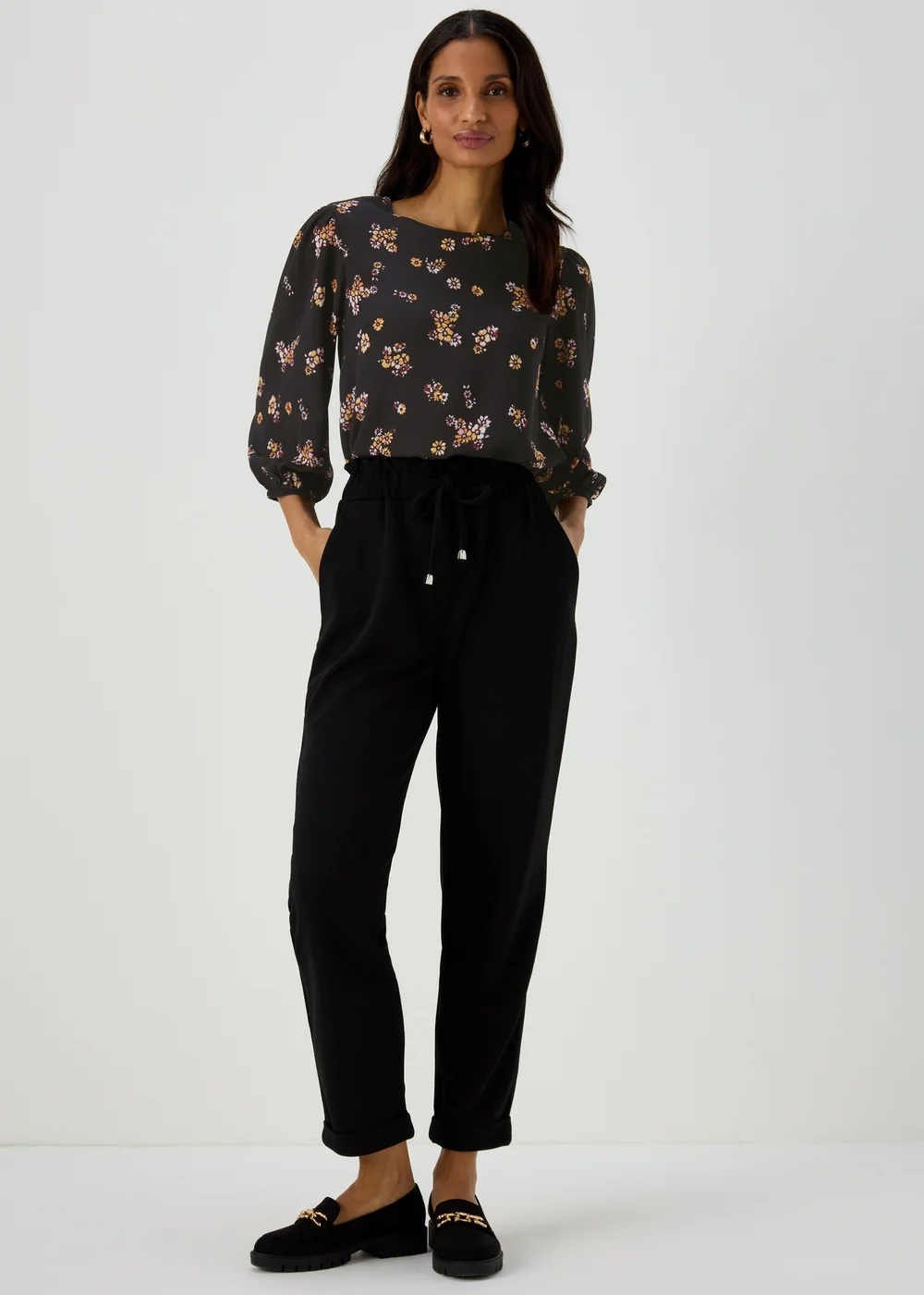 Black Floral Print Bubble Box Top - 8 Image 4