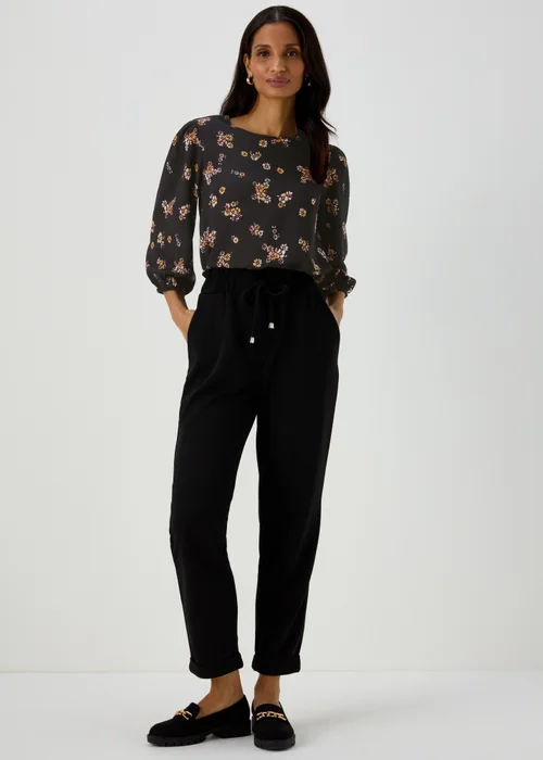 Black Floral Print Bubble Box Top - 8 Image 4