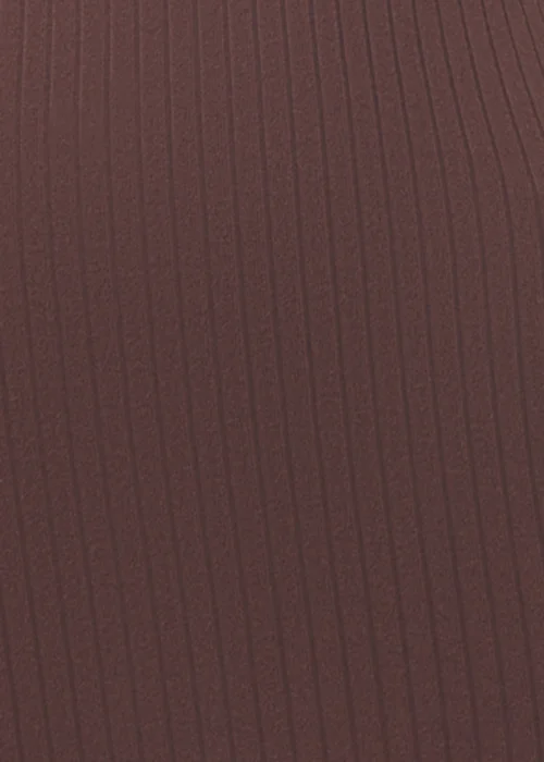 Brown Square Neck Ribbed Long Sleeve Midi Dress - 8 Image 6