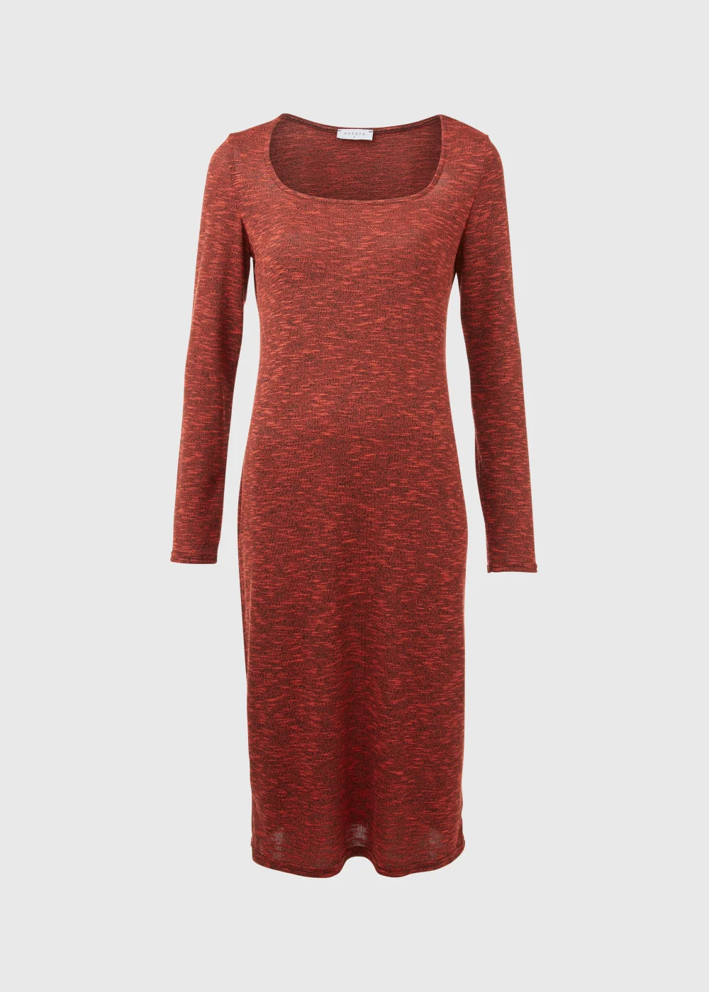 Red Space Dye Square Neck Midi Dress - 8 Image 5