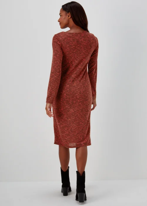 Red Space Dye Square Neck Midi Dress - 8 Image 2