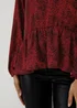 Black & Red Leopard Print Peplum Blouse - 8 Image 3