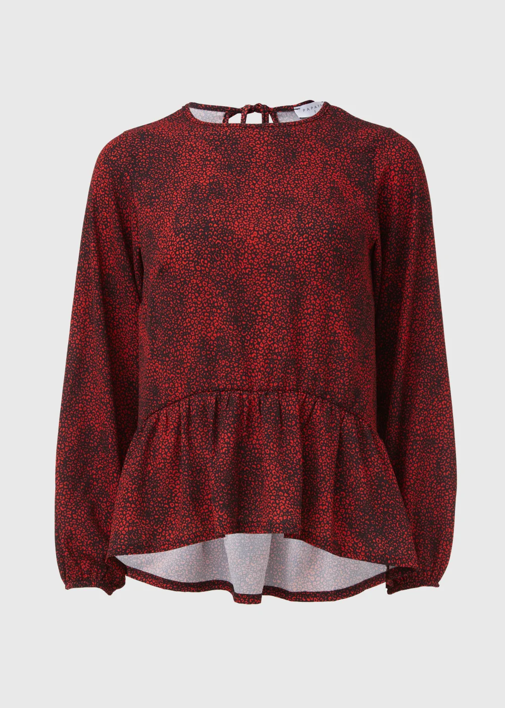 Black & Red Leopard Print Peplum Blouse - 8 Image 5