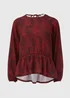 Black & Red Leopard Print Peplum Blouse - 8 Image 5