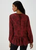 Black & Red Leopard Print Peplum Blouse - 8 Image 2