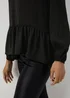 Black Peplum Long Sleeve Blouse - Size 8 Image 3