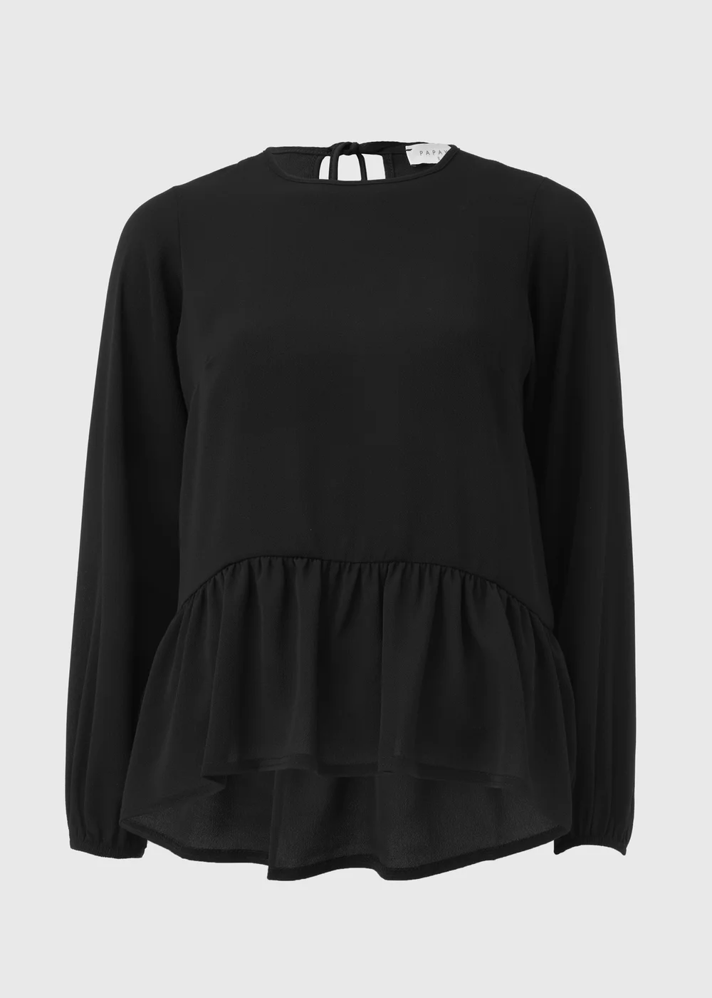 Black Peplum Long Sleeve Blouse - Size 8 Image 5