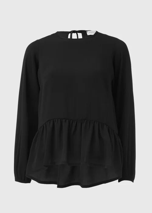 Black Peplum Long Sleeve Blouse - Size 8 Image 5