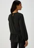 Black Peplum Long Sleeve Blouse - Size 8 Image 2