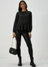 Black Peplum Long Sleeve Blouse - Size 8 Image 4