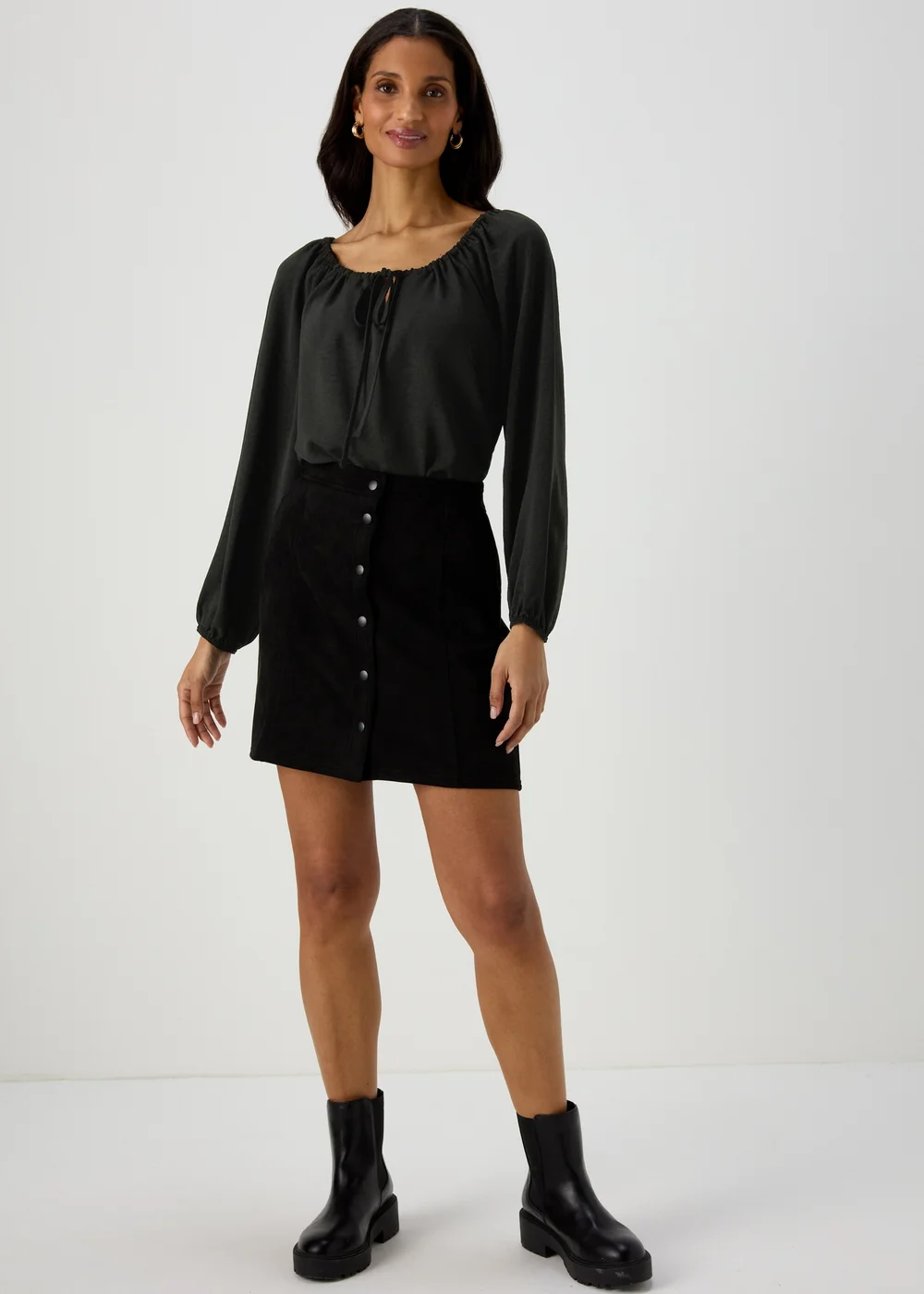Black Long Sleeve Tie Blouse - Size 8 Image 4