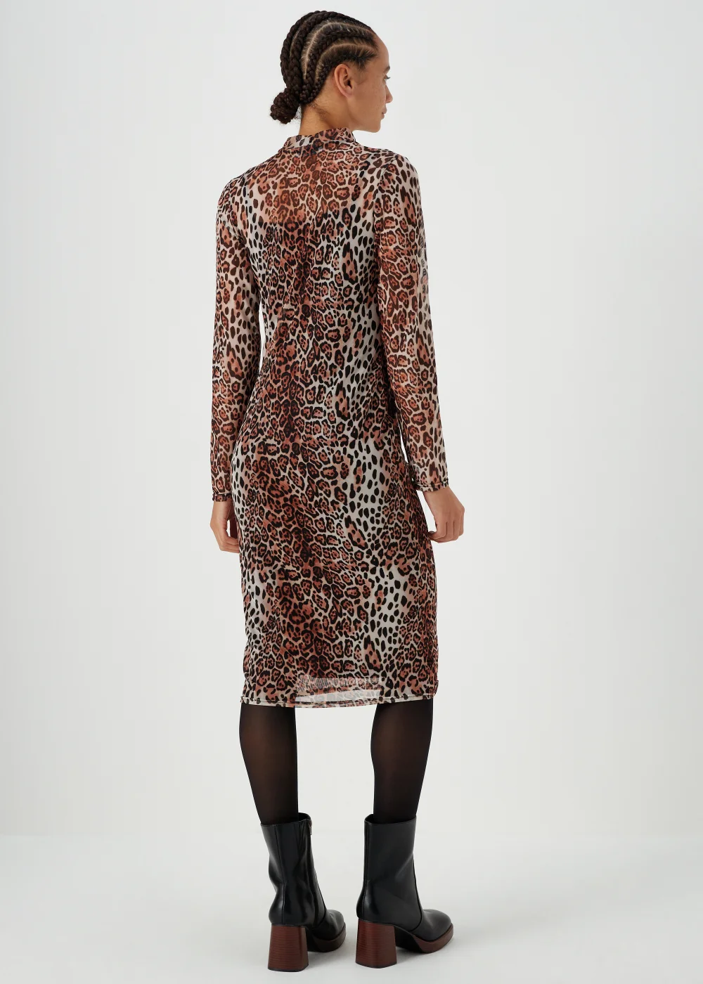 Papaya Petite Brown Leopard Print Mesh Midi Dress - 6 Image 2