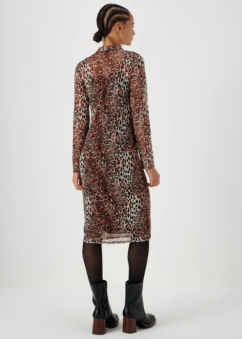 Papaya Petite Brown Leopard Print Mesh Midi Dress - 6 Image 2