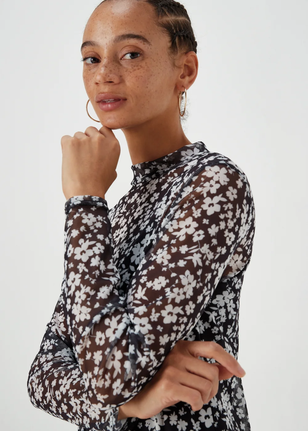 Papaya Petite Monochrome Floral Mesh Midi Dress - 6 Image 3