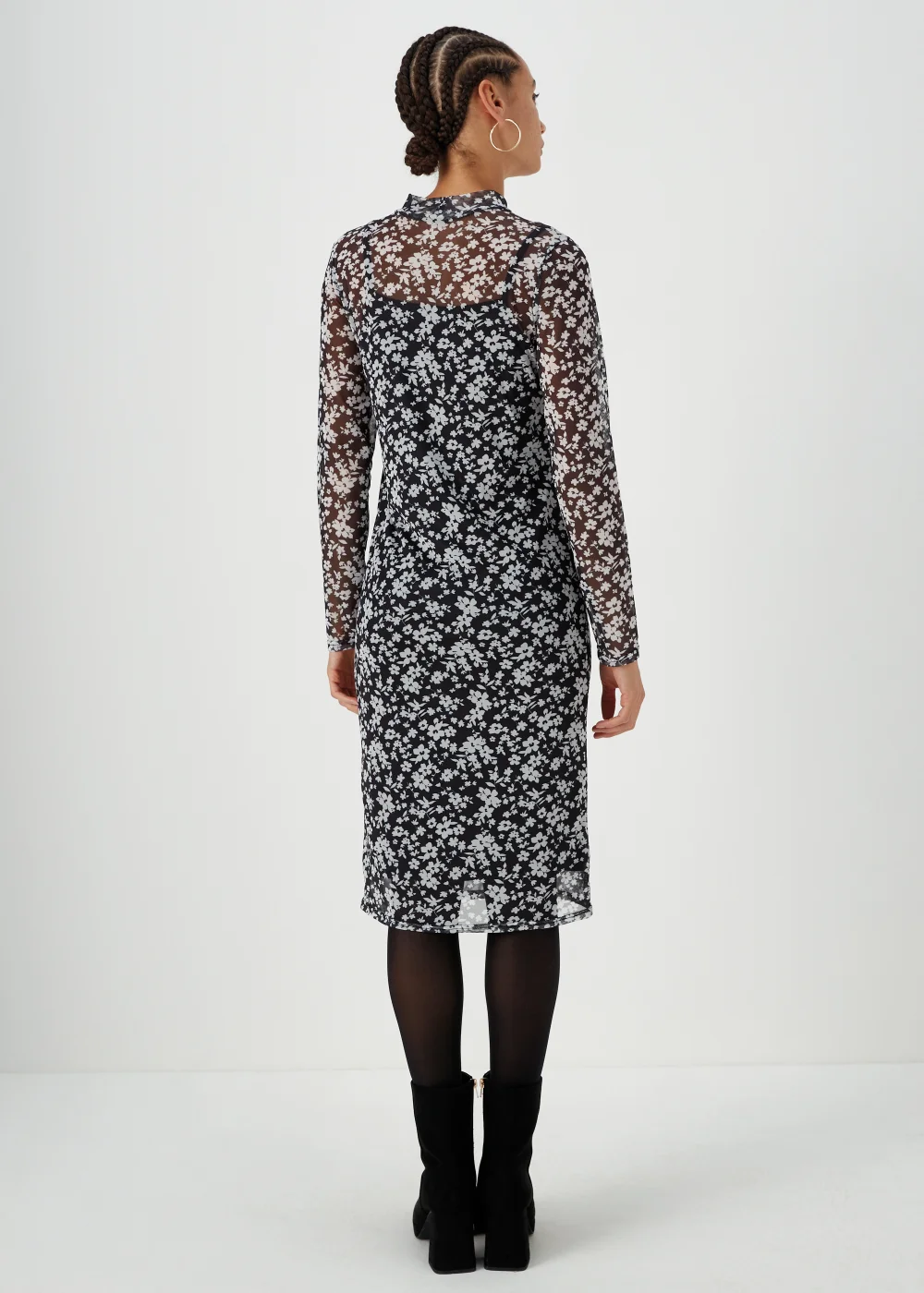 Papaya Petite Monochrome Floral Mesh Midi Dress - 6 Image 2
