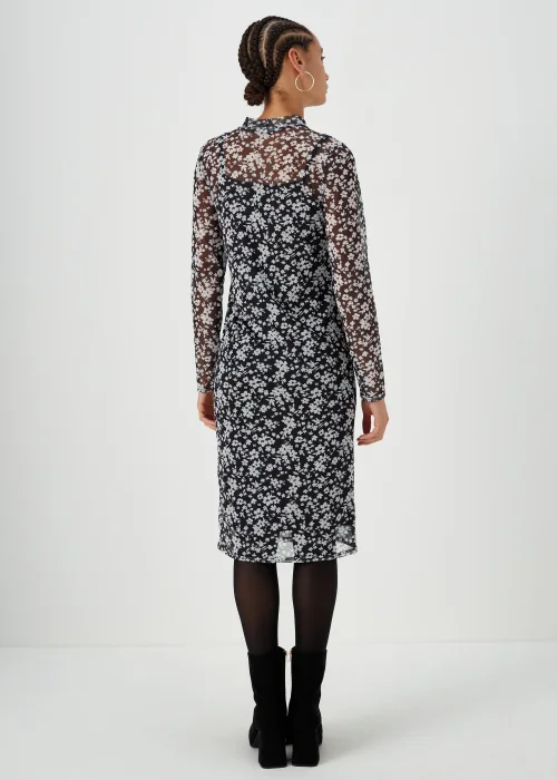 Papaya Petite Monochrome Floral Mesh Midi Dress - 6 Image 2