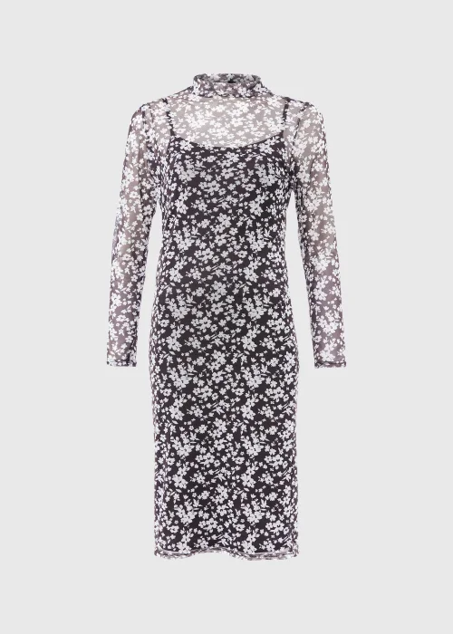 Papaya Petite Monochrome Floral Mesh Midi Dress - 6 Image 5
