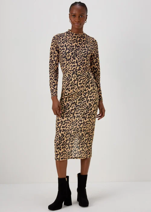 Tan Animal Print Co Ord Midi Skirt - 8 Image 1