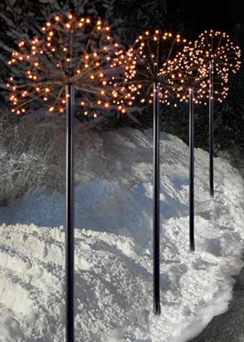 Premier Decorations 4 Piece Multi-action Sputnik Path Lights with 400 Warm White LEDs ( Warm white) - One Size Image 1