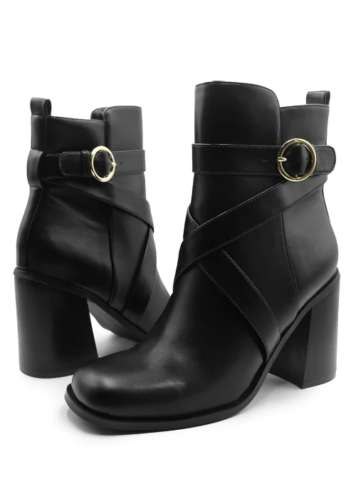 Where's That From Black Pu Aislinn Block Heel Ankle Boot - Size 8 Image 2