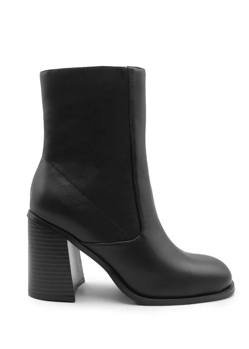 Where's That From Black PU Keisha Block Heel Calf Boot - 4 Image 1