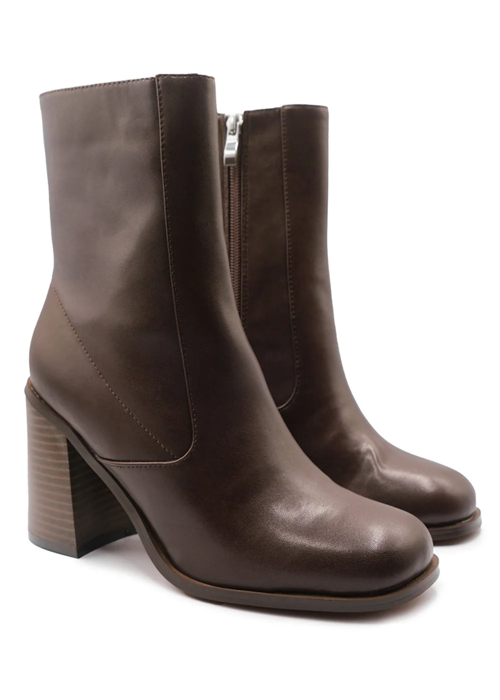 Where's That From Brown PU Keisha Block Heel Calf Boot - 3 Image 2