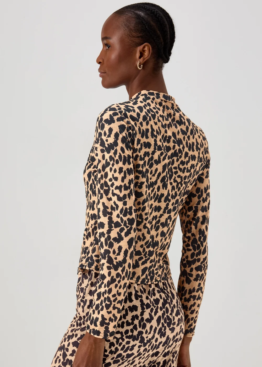 Black & Tan High Neck Top - Size 8 Image 2