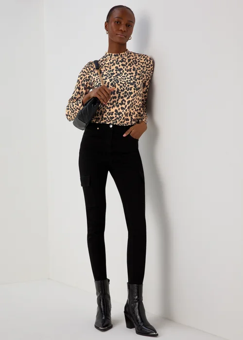 Black & Tan High Neck Top - Size 8 Image 4