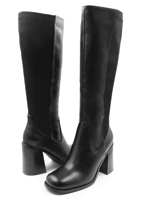 Where's That From Black Zhuri Block Knee High Boots - 4 Image 1