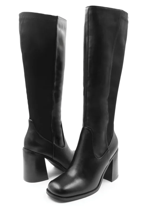 Where's That From Black Zhuri Block Heel Knee High Boots - 4 Image 2