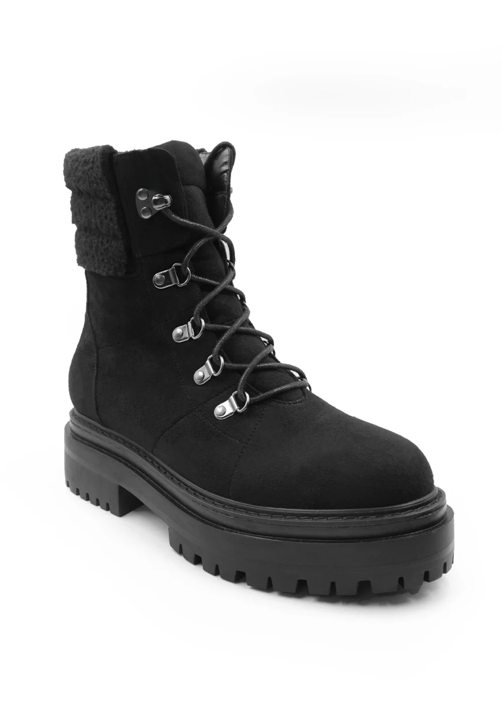 Where's That From Black Suede Heidi Platform Lace Up Boots - Size 4 Image 1