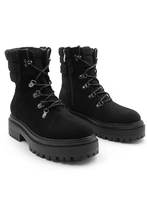 Where's That From Black Suede Heidi Platform Lace Up Boots - Size 4 Image 2