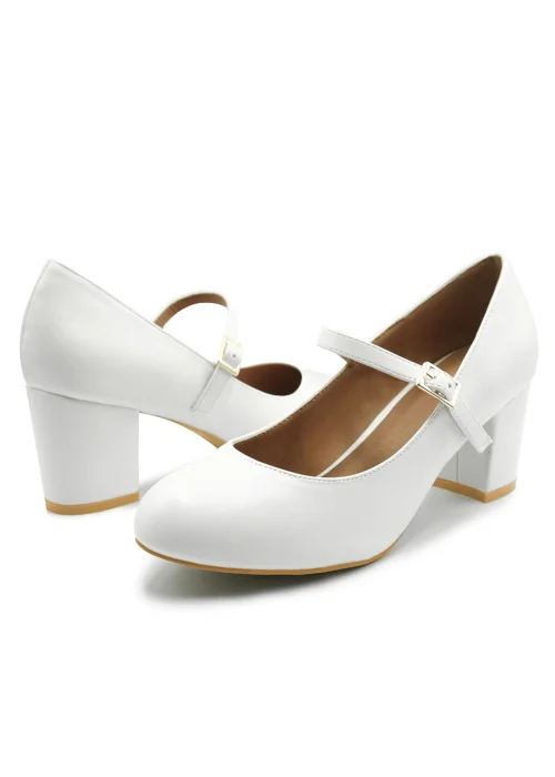 Where's That From Araceli Block Heel Mary Jane Pumps In White - 7 Image 2