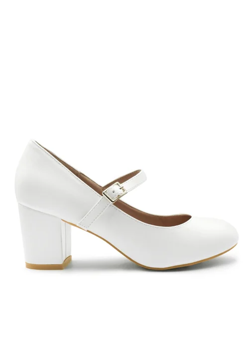 Where's That From Araceli Block Heel Mary Jane Pumps In White - 7 Image 1