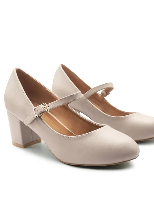 Where's That From Araceli Block Heel Mary Jane Pumps In Nude - 3 Image 2