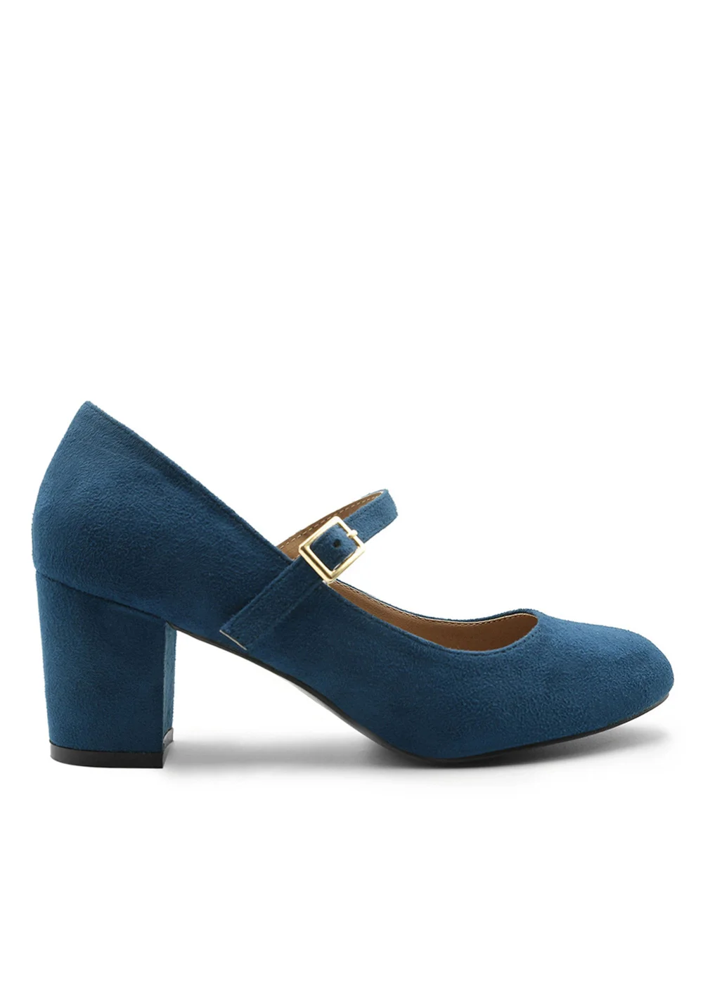 Where's That From Araceli Block Heel Mary Jane Pumps In Navy Suede - 6 Image 1