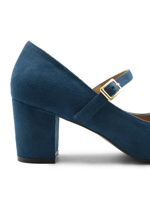 Where's That From Araceli Block Heel Mary Jane Pumps In Navy Suede - 6 Image 2